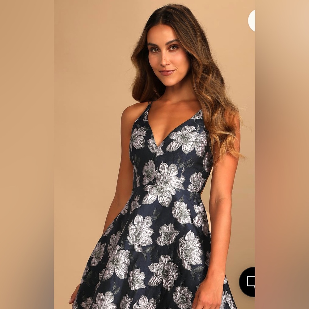Silver flower Lulus dress